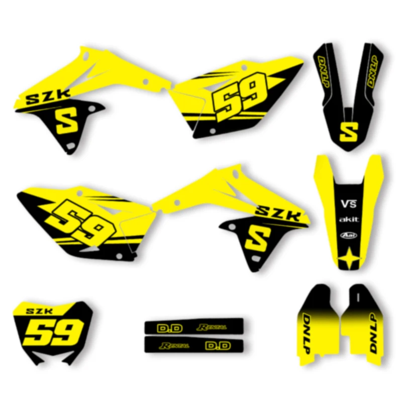 

Powerzone Motorcycle Graphic Background Decals Sticker Kits For SUZUKI RMZ450 RMZ 450 2008-2017 Number Name Custom 07