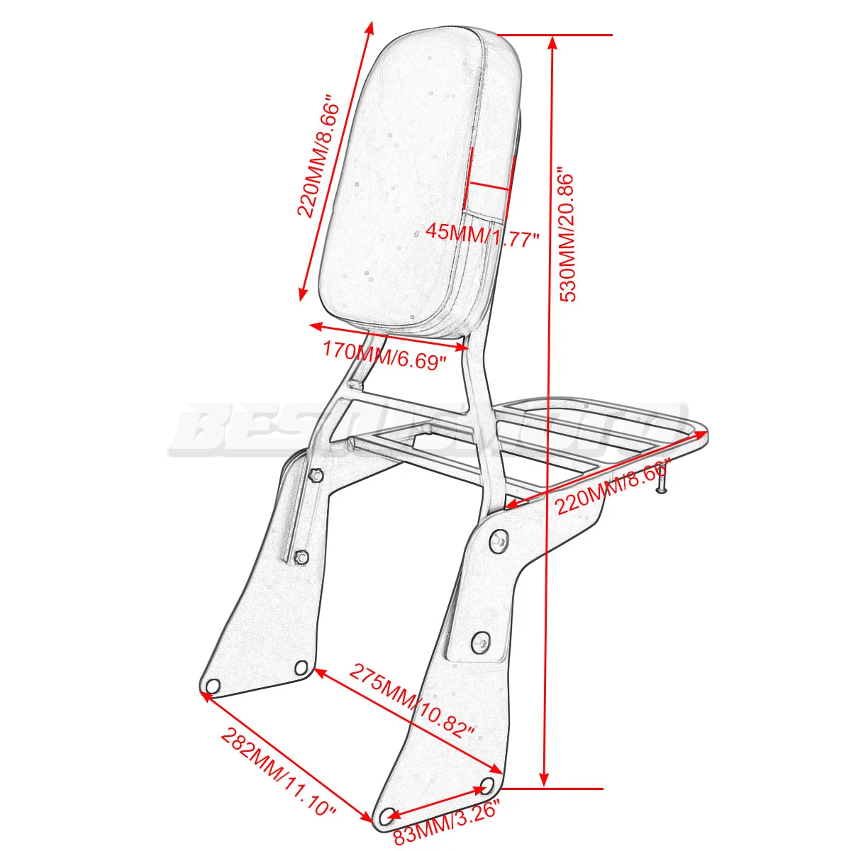 Motorcycle Passenger Backrest Sissy Bar with Luggage Rack For Kawasaki Vulcan 1500 VN1500 VN 1500 Classic 1986-2013