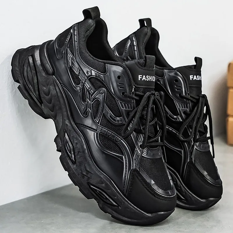 Men Y2K Streetwear Black unky Dad Sneakers 2026 Autumn Mesh Breathable Thick Sole Shock-Absoing Casual Sport Shoes