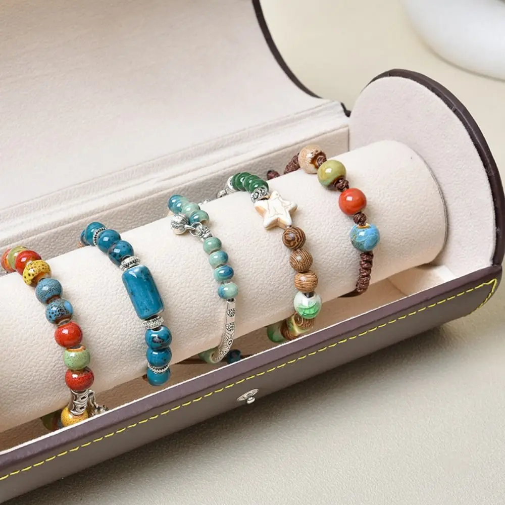 

Portable Watch Roll Travel Case Cylindrical PU Leather Watch Display Box Compact Thickened Bracelet Storage Rack Jewelry Storage