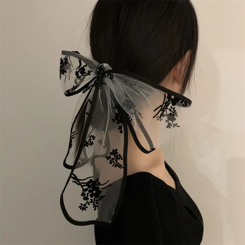 Fashion Lace Hair Band Women Neck Scarf Floral Print Headband Silk Bag Scarves Female Long Hairband Cute Neck Scarfs For Ladies