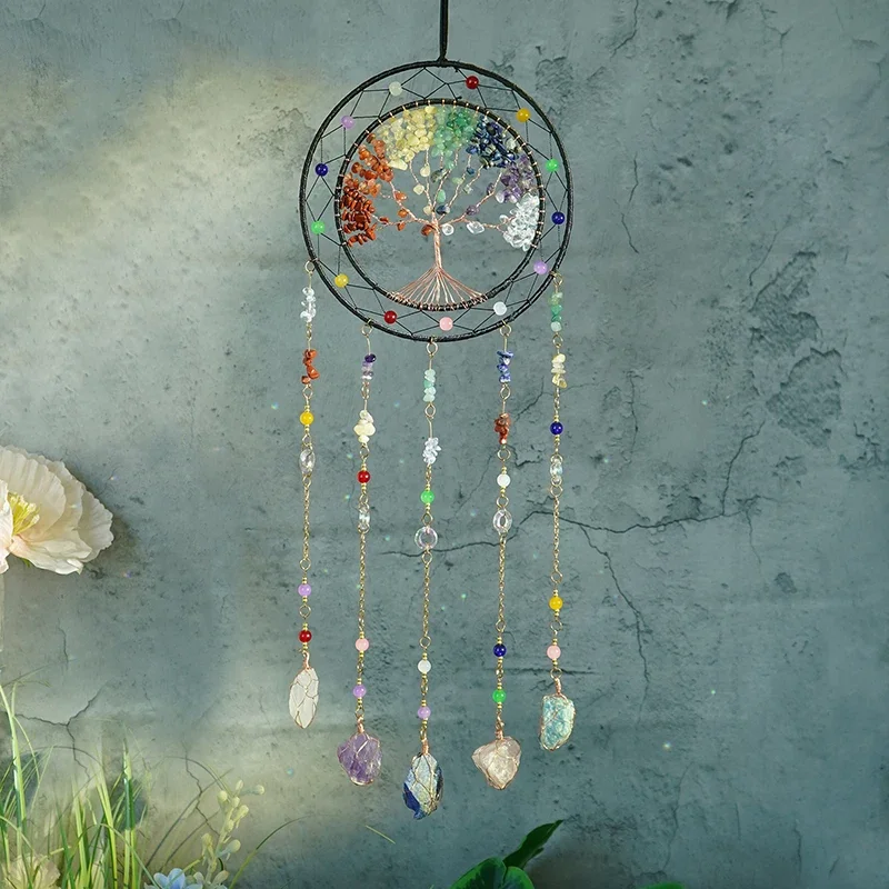 Crystal Stone Suncatcher For Garden Hanging Wind Chimes Living Room Bedroom Wall Pendants Creative Birthday Party Decorations