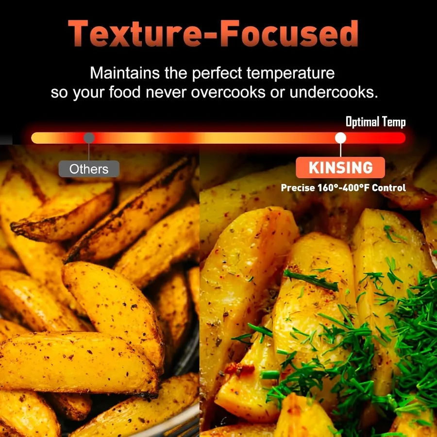 مقلاة هوائية مع نافذة مرئية 8 في 1 مدمجة كبيرة الحجم 7.5 كيو تي ما يصل إلى 85 زيت أقل لتحميص الخبز والتجفيف وإعادة تسخين الأطعمة المجمدة