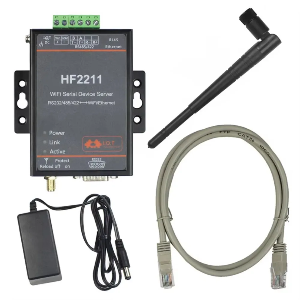 

HF2211 Промышленные устройства Modbus IOT Сетевой сервер последовательного порта RS232 RS485 RS422 Модули связи Wi-Fi Ethernet Конвертер