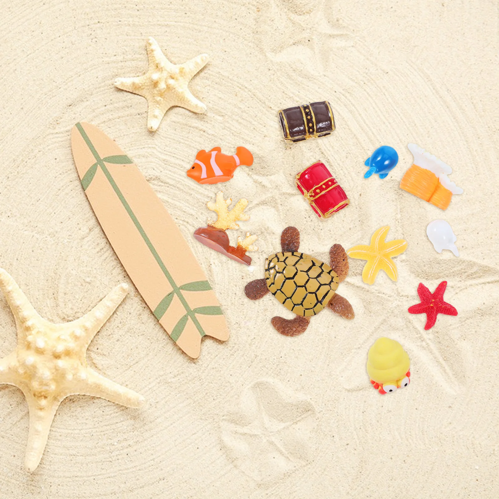

11pcs Miniature Beach Decorations Realistic Resin Ocean Animals For Diy Fairy Garden Fish Tank Sandbox Micro Landscape Dollhouse