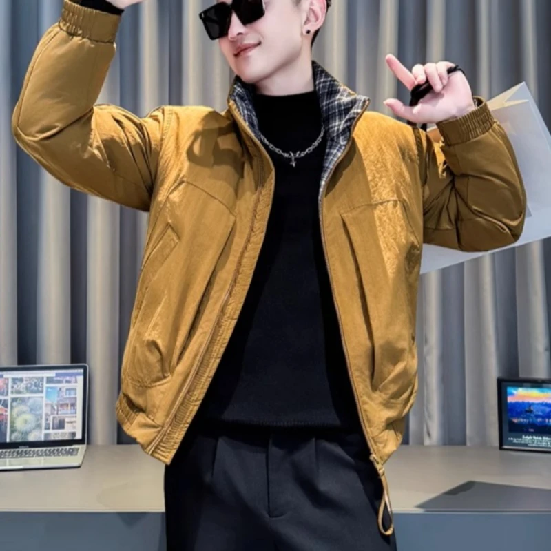 

Winter Thick Cotton Jackets Men's Standing Collar Casual Cotton Jacket Fashion Warm Social Business Streetwear Hip Hop Parkas