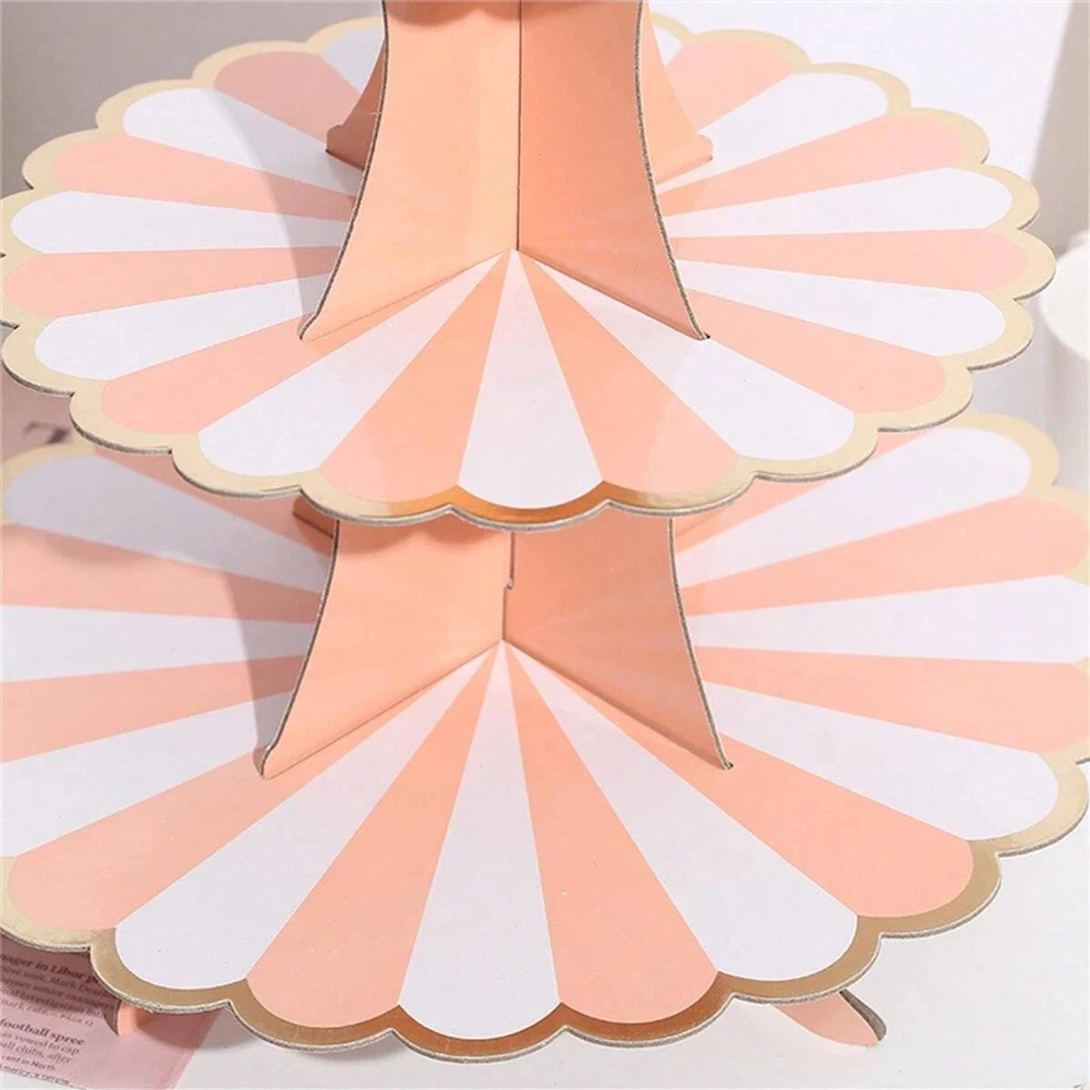 Einweg-Kuchenständer aus mehrschichtigem Papier, Geburtstagsparty-Zubehör, dreilagiges Heißprägen, Dessert-Tisch-Kuchendekoration – Detail 4