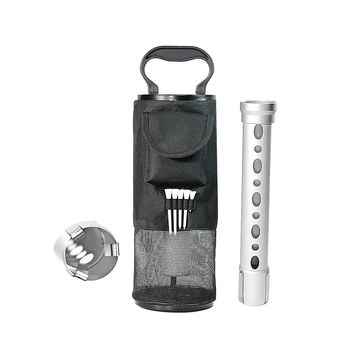 

Shags Bag for Golf Balls,Golf Ball Retriever with Detachable Aluminum Alloy Tube, Golf Shags Bags with Pocket&Tee Holder