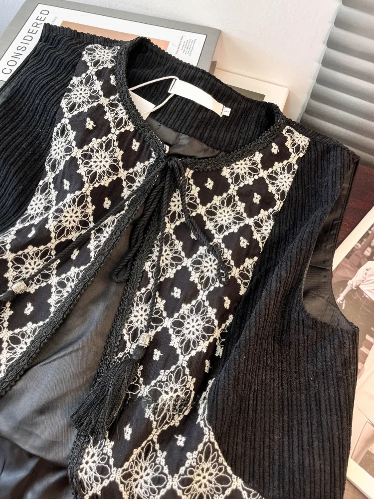 سترة مطرزة كلاسيكية Jaet للسيدات لخريف 2024 ملابس خارجية ort بطبقات وسادة كتف علوية للتنقل Sle مستديرة Ne