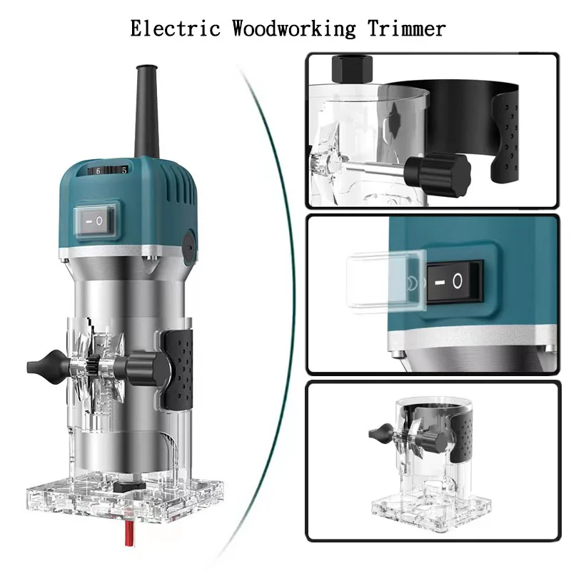 Electric Wood Router Electric Trimmer 800W Brushed Engraving Slotting Trimming Machine Electric woodworking Carving Power Tools