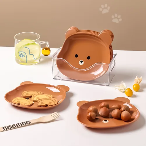 귀여운 만화 다크 브라운 곰 간식 과일 접시, 귀여운 어린이 소녀 쿠키 디저트 접시, 가정용 뼈 견과류 쉘 쓰레기 접시, 2 ~ 3 개