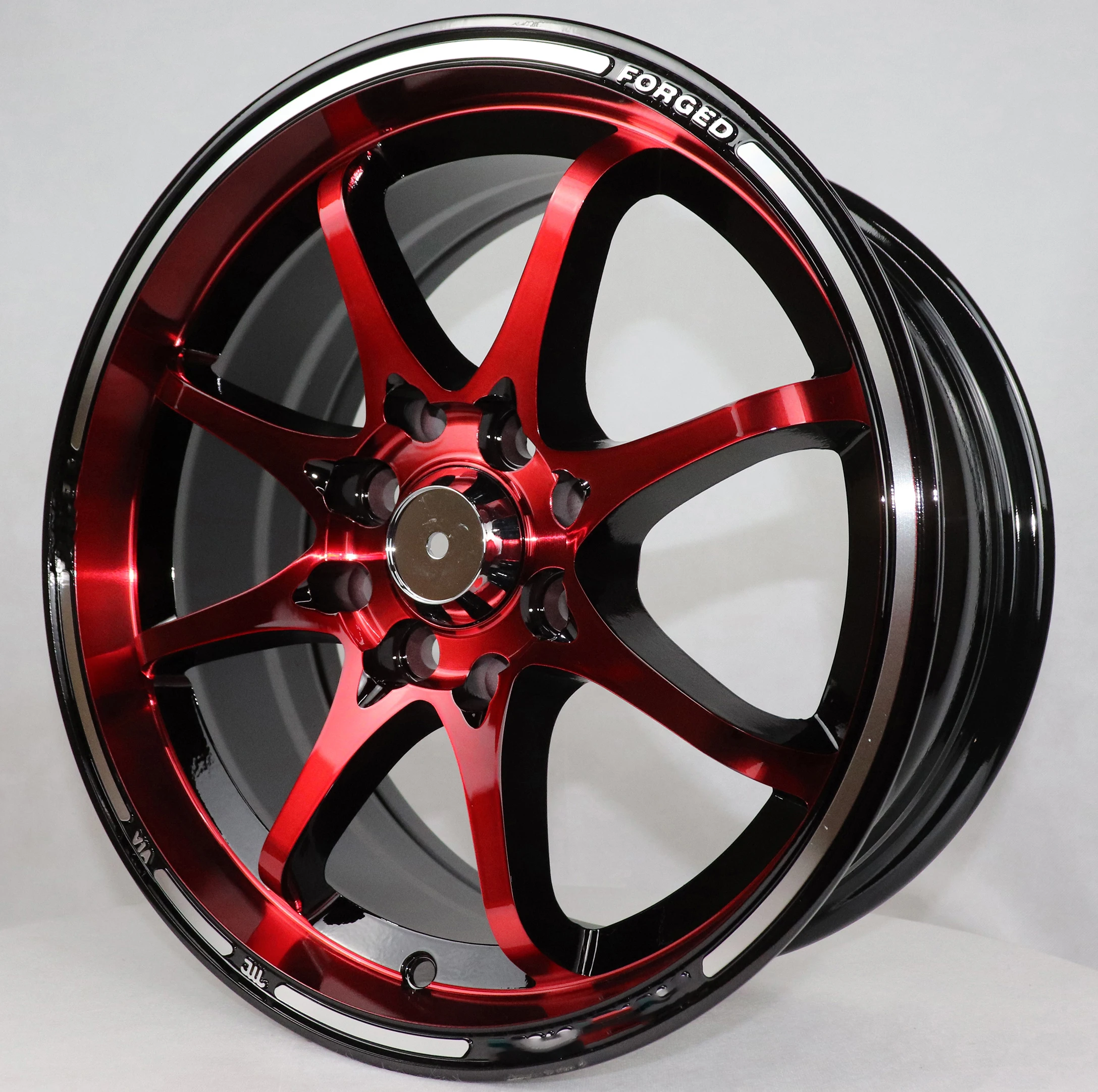 1PC Wholesale black and red rims 15 16 17 inch 4 lug 4x100 wheels 4x114.3 sport rim