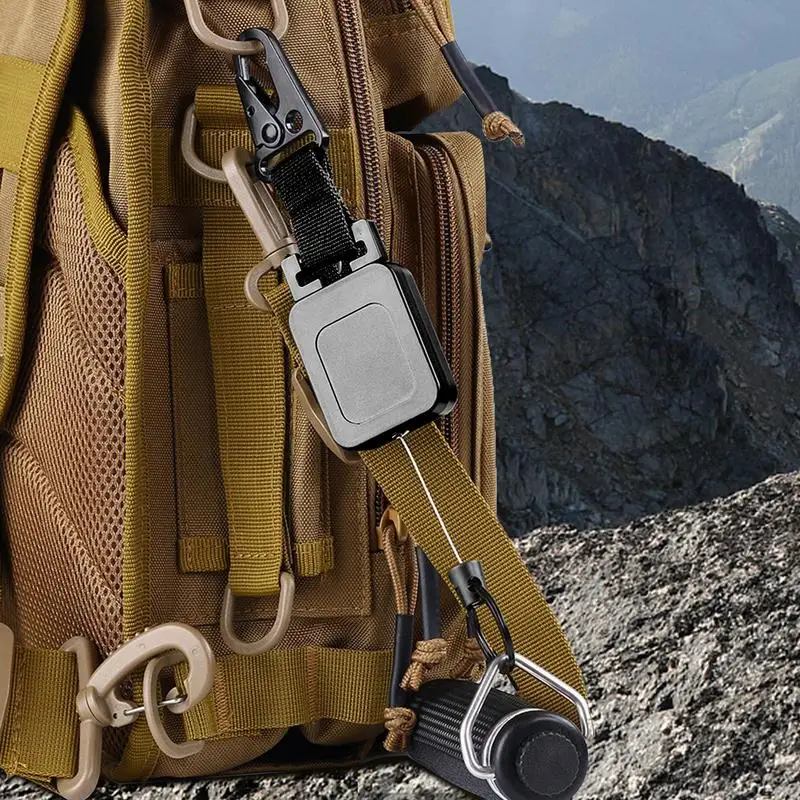 Einziehbarer Schlüsselanhänger, Mehrzweck-Karabiner, Ausweishalter, Teleskop-Schlüsselanhänger, Anti-Verlust, Camping-Werkzeuge für Reisen, Arbeit