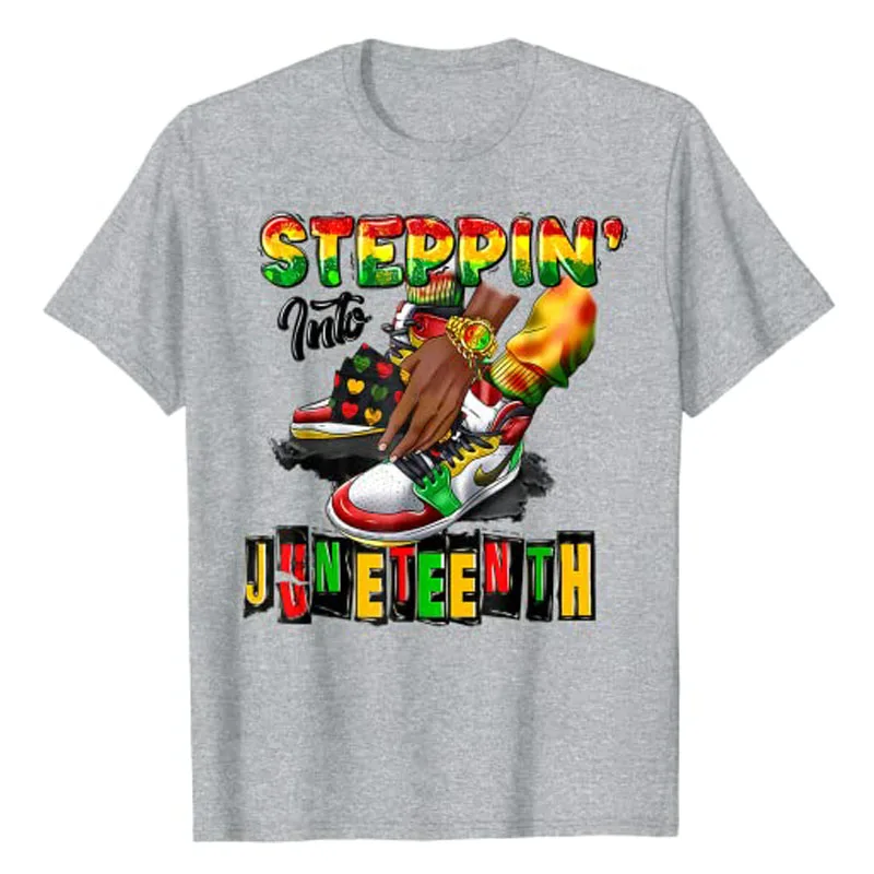 Youth Shoes Steppin' Into Juneteenth Like My Ancestors T-Shirt Black Pride  African Americans 1865 Freedom Day Graphic Tees Tops