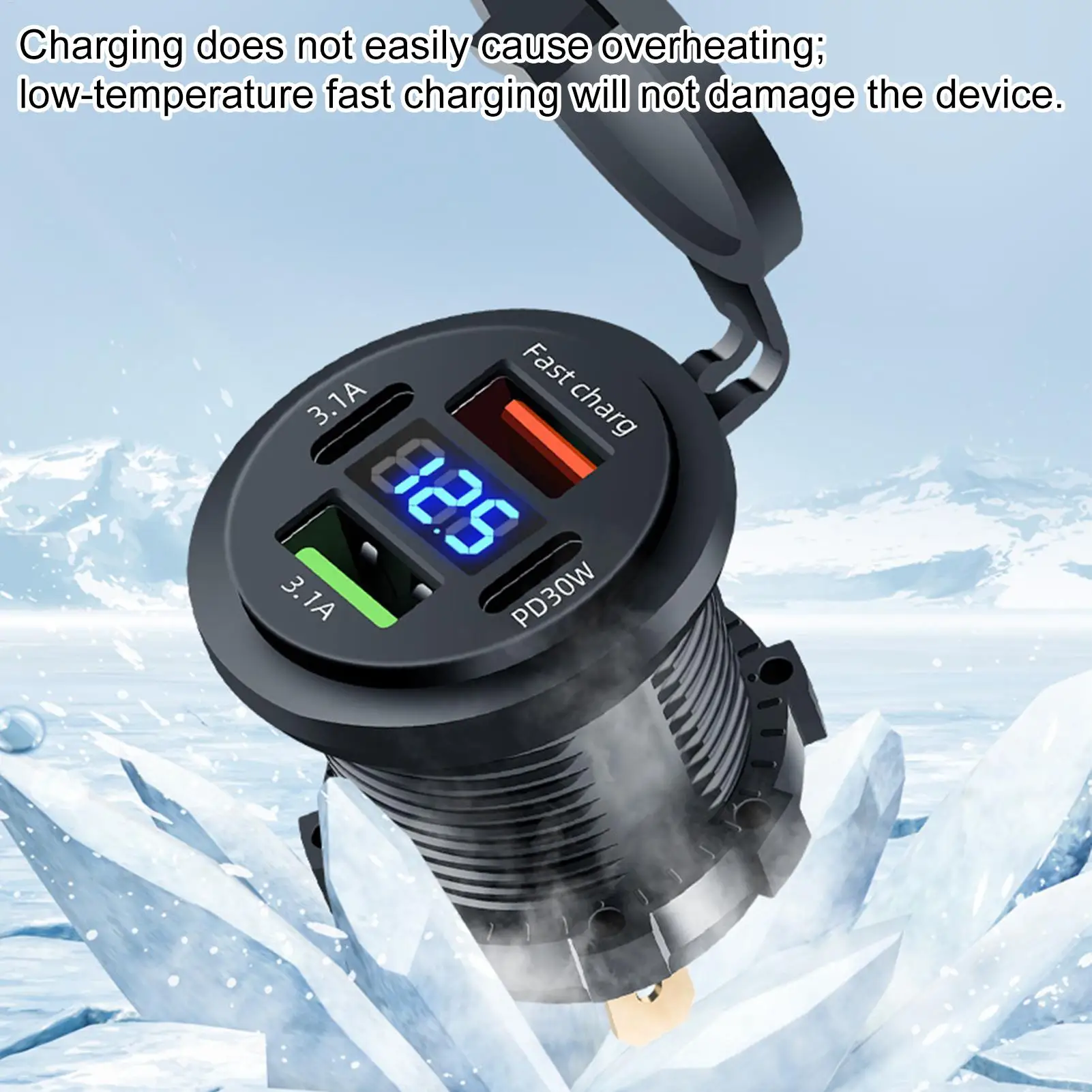 QC3.0 Car Charger 4-Port Digital Display Phone Charging Supplies Auto Cellphone Charger for Drivers Travelers Road Trips Daily