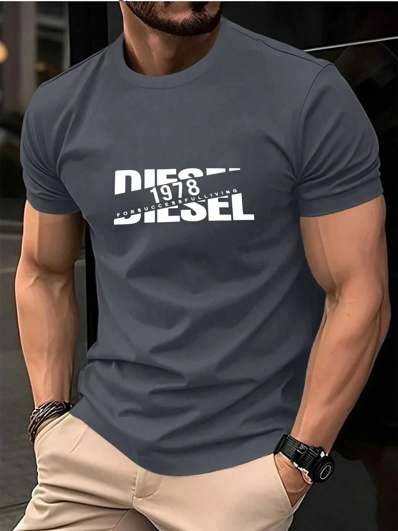 New trendy men's fashion T-shirt, black T-shirt, comfortable summer T-shirt, pure cotton short sleeved T-shirt, 2026 bestseller