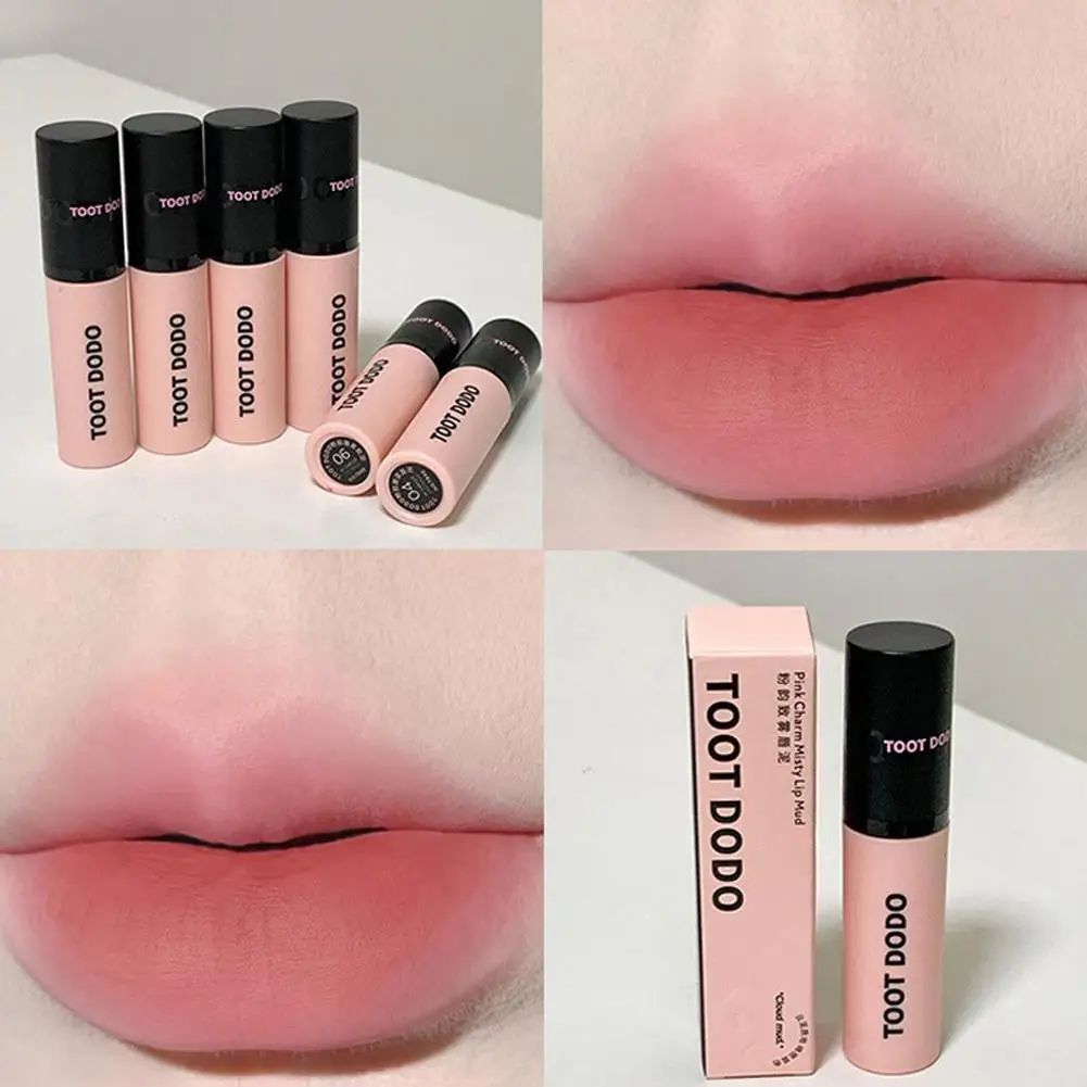 Neue Lippen balsam Nebel Samt Lippen glasur leichte Luft Mund als Nebel Schönheit Lippen Lippenstifte matt Kosmetik Schlamm rote Karotte b1j4