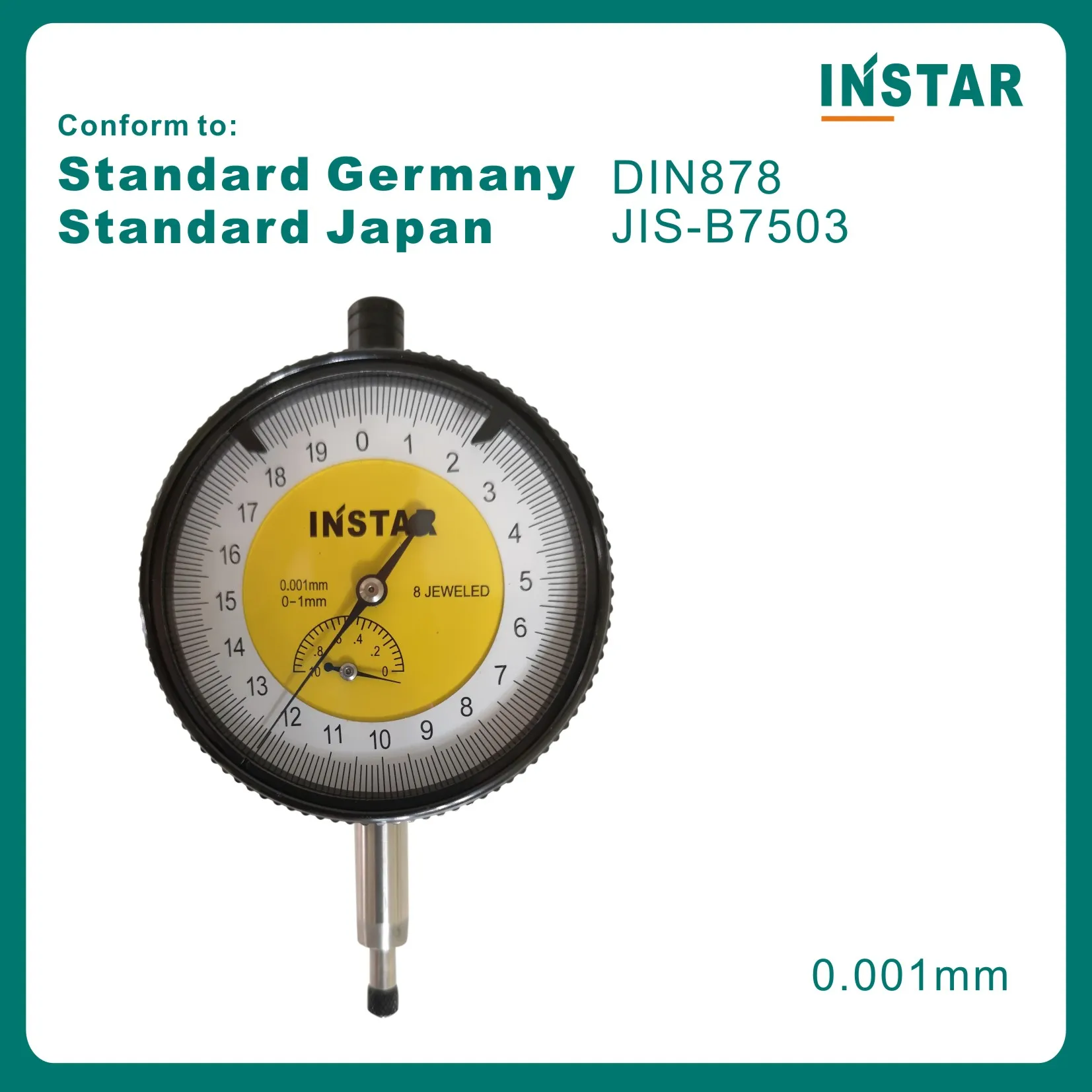 INSTAR Micron Dial Indicator 0-1mm x 0.001mm Industrial Quality Japan JIS Standard Dial Gauge DIN878 Standard