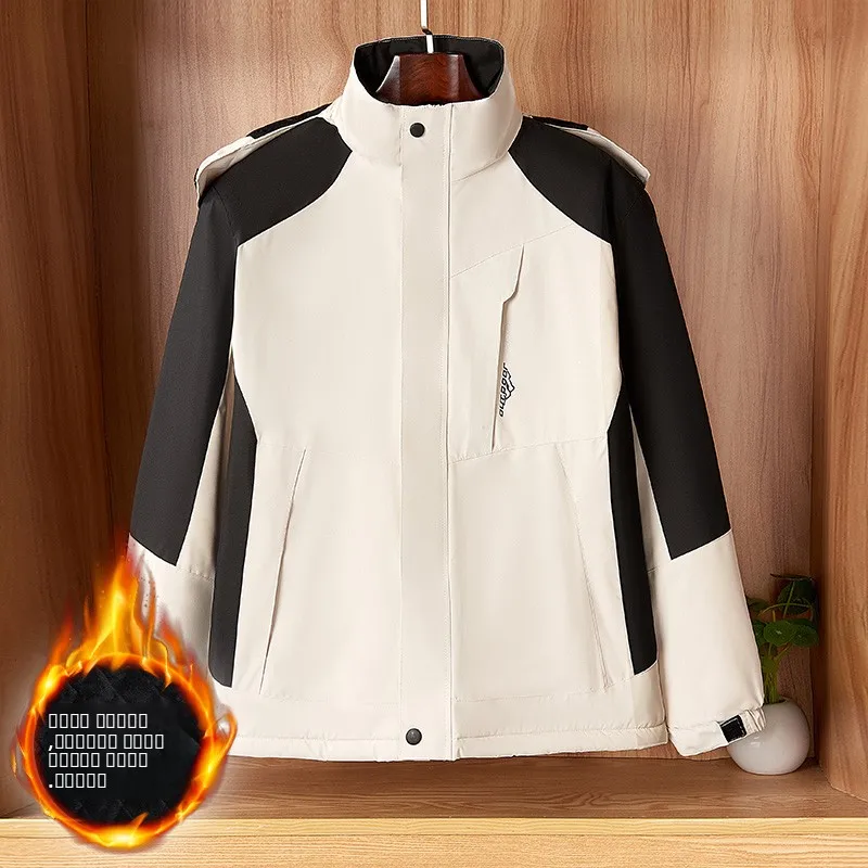 

Thiened Fce Winter Outdoor Climbing Workwear Jaet Men's plus Size Cotton Coat Windproof Breathable Tourist Zipper Closure