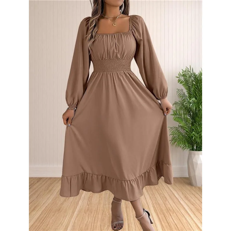 

Pleated Long Dress B 33354 Women's Gown Citywalk Spring Season Long Sleeve Other Material 100% Neutral Style Other