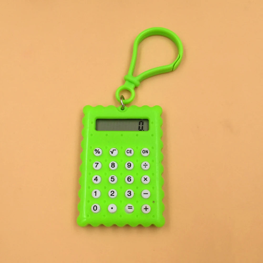 Cookie Shape Mini Calculators Keychain 8 Digits Electronic Calculator Battery Power Calculators School Student Calculating Tools