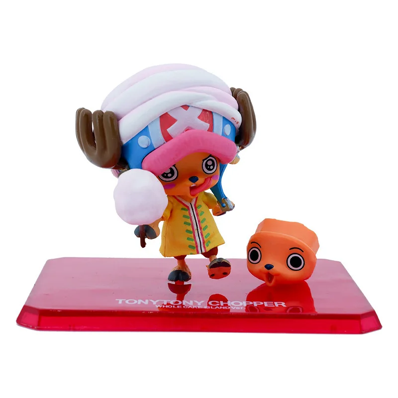 One Piece Kawaii Cotton Candy Cake Ilha Figura de Ação, Tony Tony Tony Chopper, Modelo Anime, Enfeites em PVC, Coleção Figura, Presentes de Brinquedo, 7cm