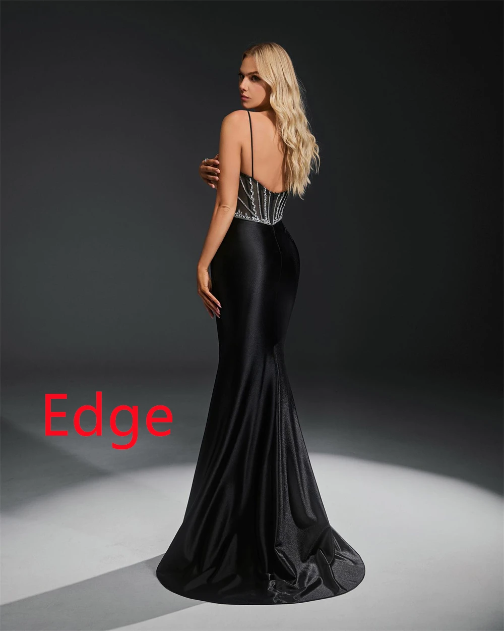 Customized Mermaid Sexy Satin Evening Dress Formal Spaghetti Straps Prom Dress Temperament Court Train Special Occasion Gowns