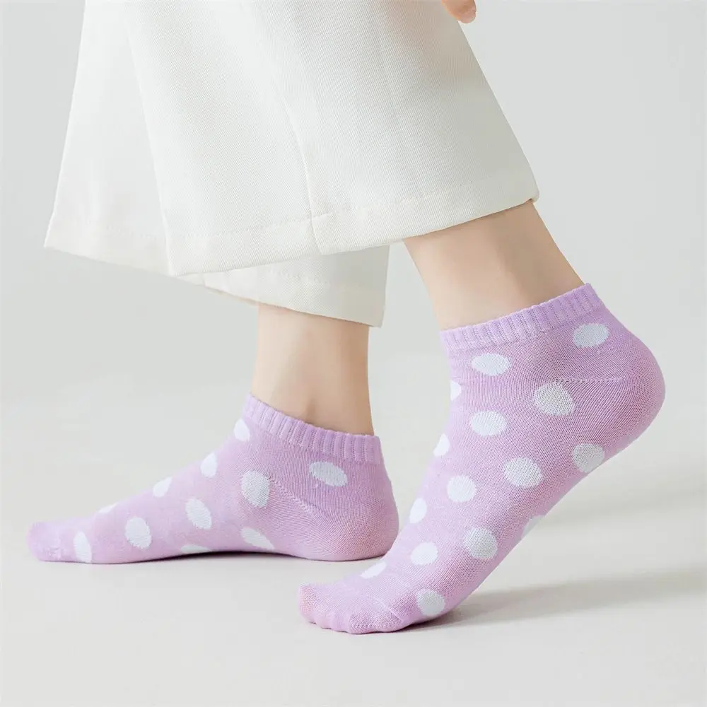 

10Pairs Comfortable Patchwork Dots Cotton Socks Short Breathable Invisible Socks Elastic Hosiery Ankle Tube Socks Summer