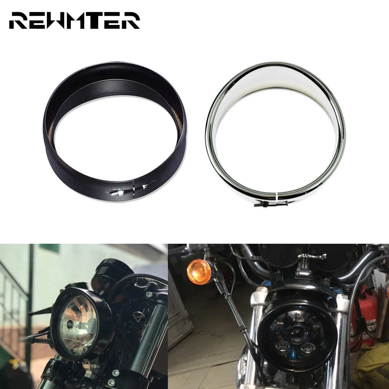 5.75'' Motorcycle Visor Headlamp Light Trim Ring Hedalight Cover For Harley Dyna Sportster XL 1200 883 Softail VRSCB FXSTB FXST