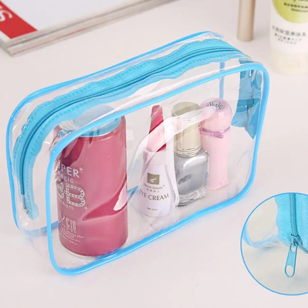 Women Portable Toiletry Makeup Pouch Cosmetic Zip Plastic Bag Transparent