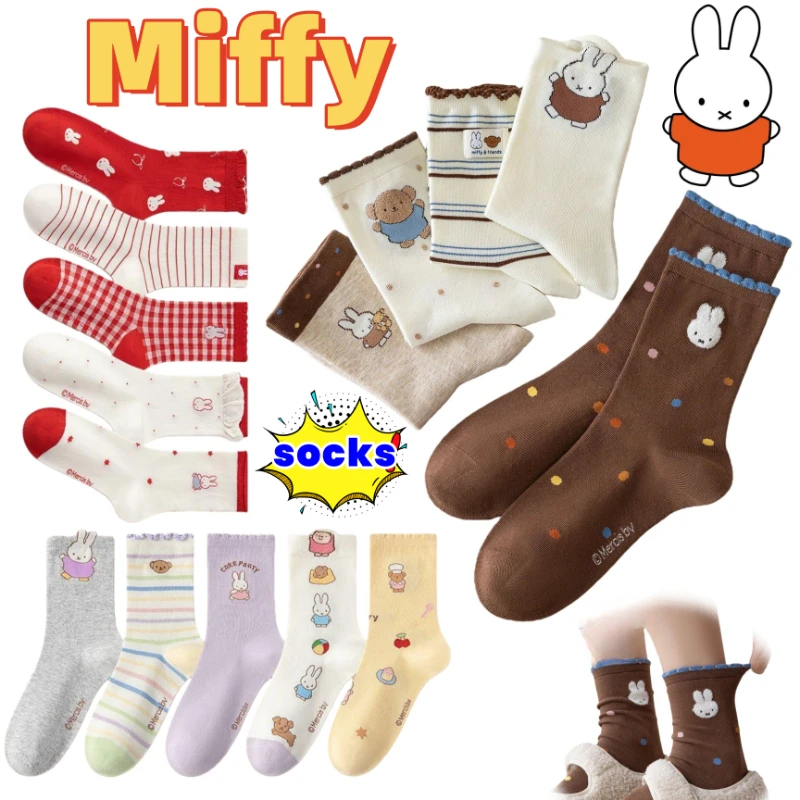 New Miffy Boris cartoon cute Cotton tube socks autumn and winter women's soft and comfortable sweat-absorbent breathable socks