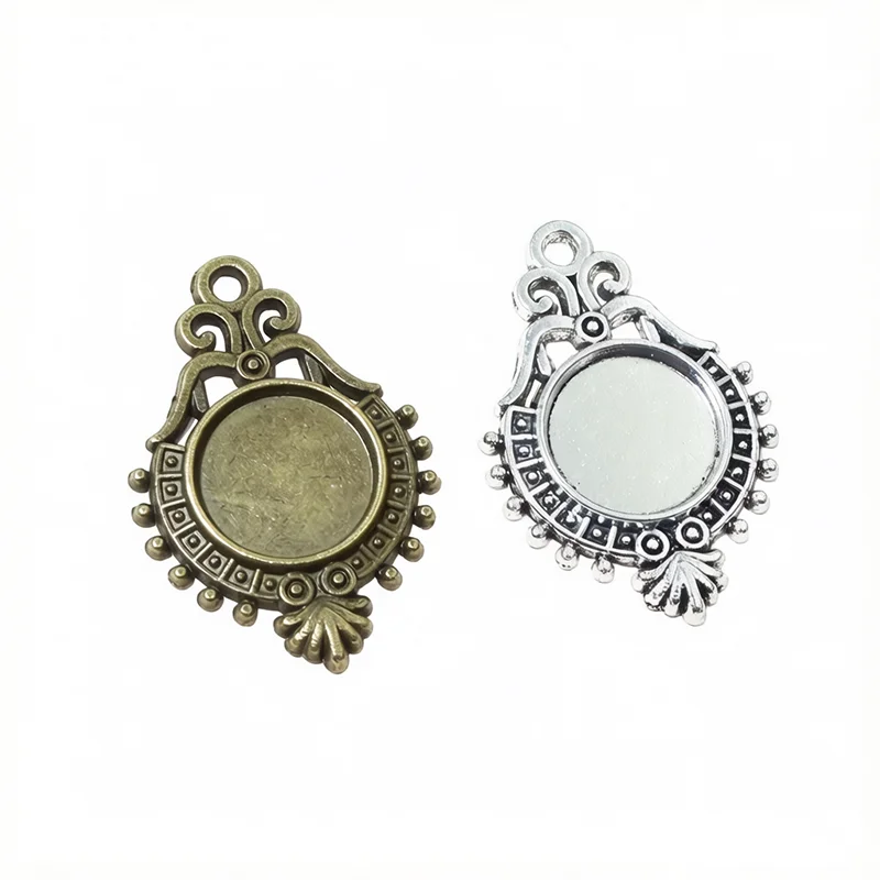 Pendant Blank Bezel - 20pcs 10mm taille intérieure Vintage alliage
