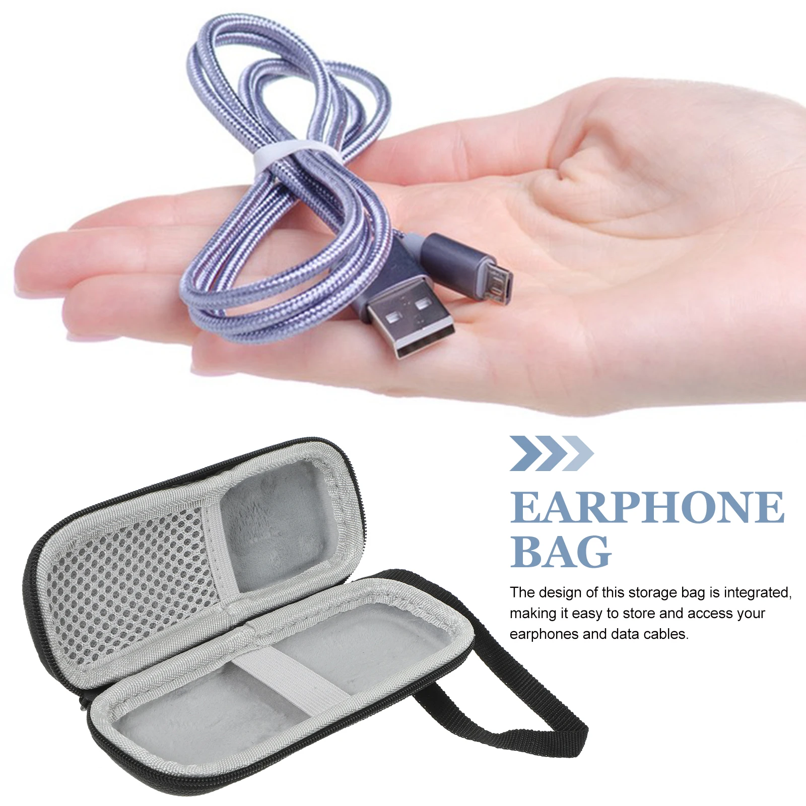 

Wired Earbud Case Data Cable Headphone Storage Bag Small Organizer Earphone Protective