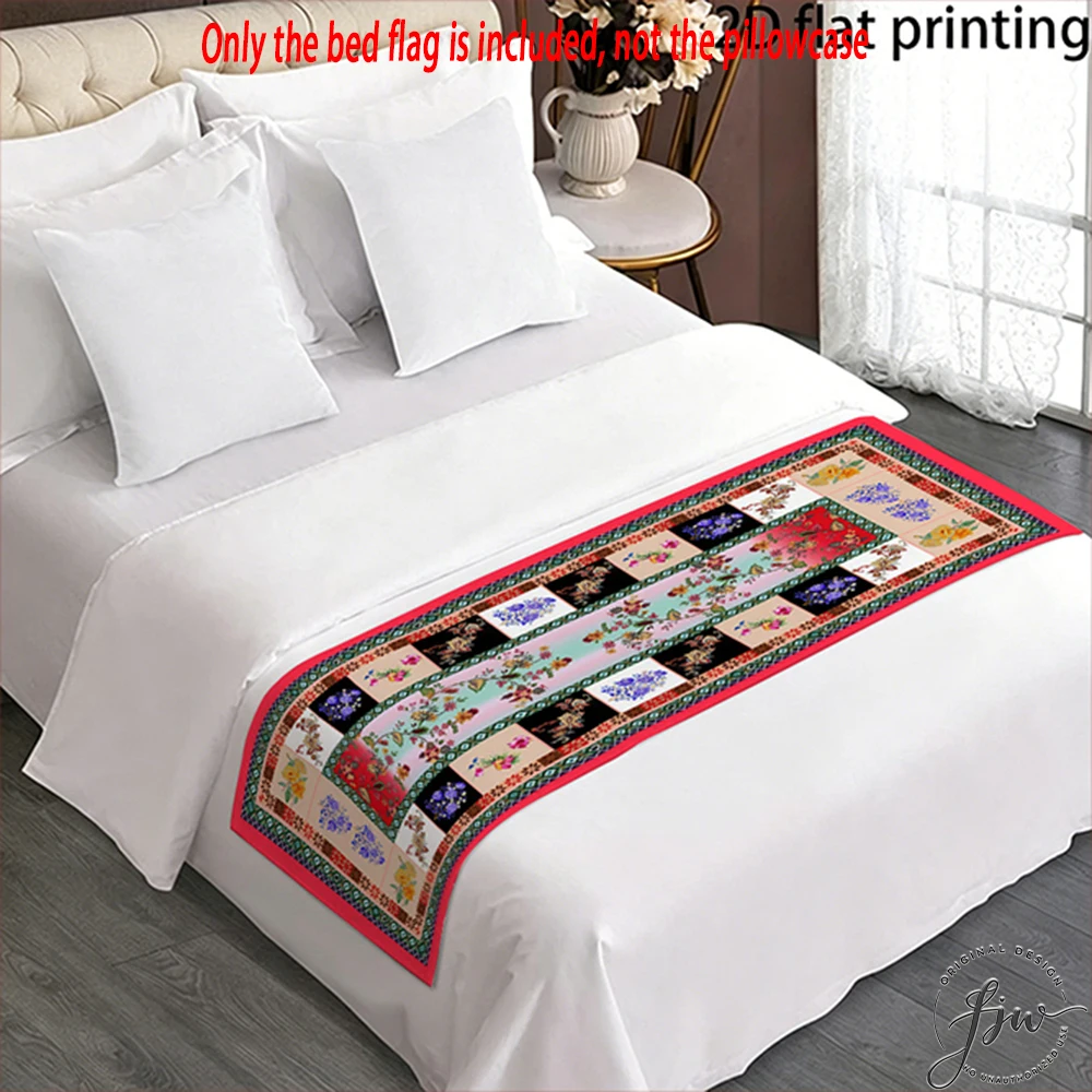 1pc Christmas Luxury Vintage Jacquard Bed Runner Decor Bed flag only,Elegant bedroom without pillowcase, linen materiale