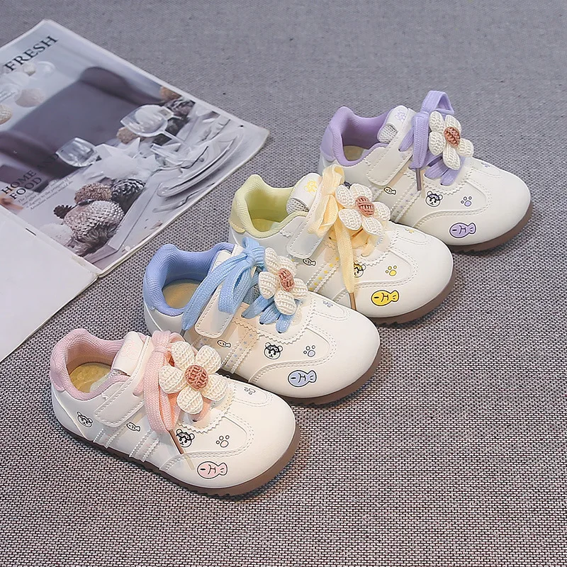 Kids'Casual Shoes Color Blocking PU Leather Fashion Autumn Shoes For Children Breathable Anti-slip Yellow Pink Size 23-35