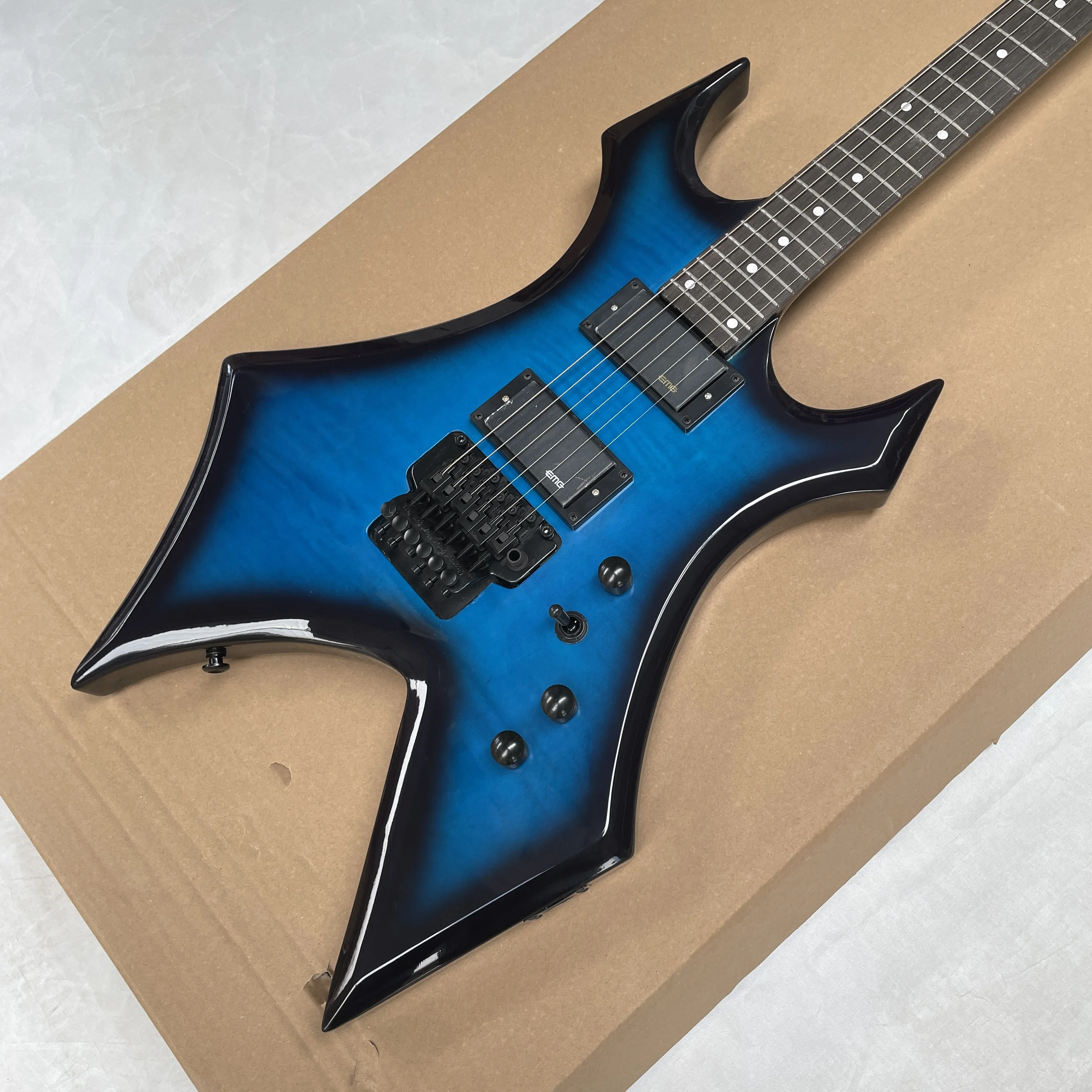 

6-string electricguitar,blue-black tiger stripe double-locking tremolo systemguitars,mahogany bodybeginner's entry-levelguitarra