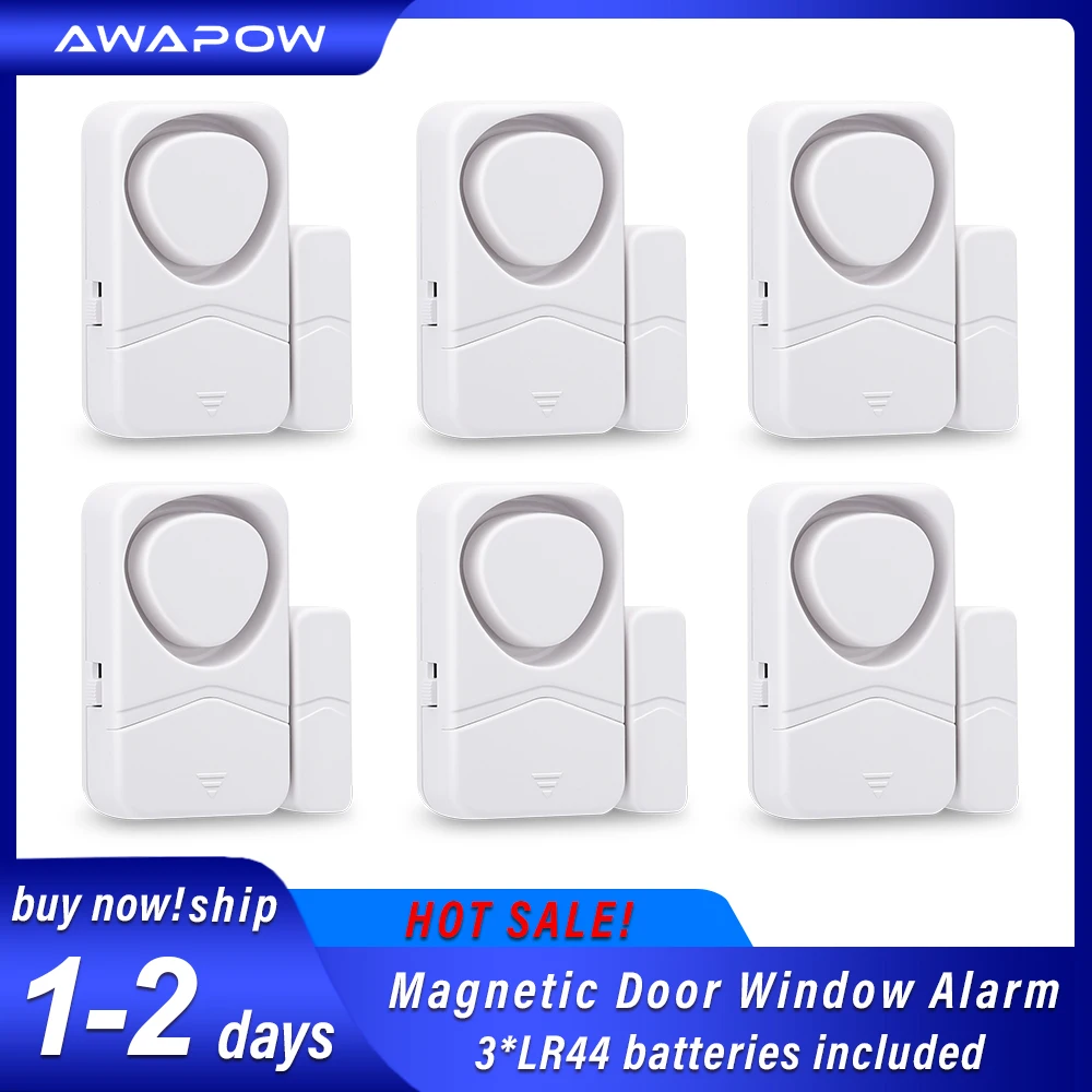 Awapow Door Window Alarm Sensor Detectors Freezers Close Reminder Security Protection Alert 4 Modes Wireless Door Burglar Alarm