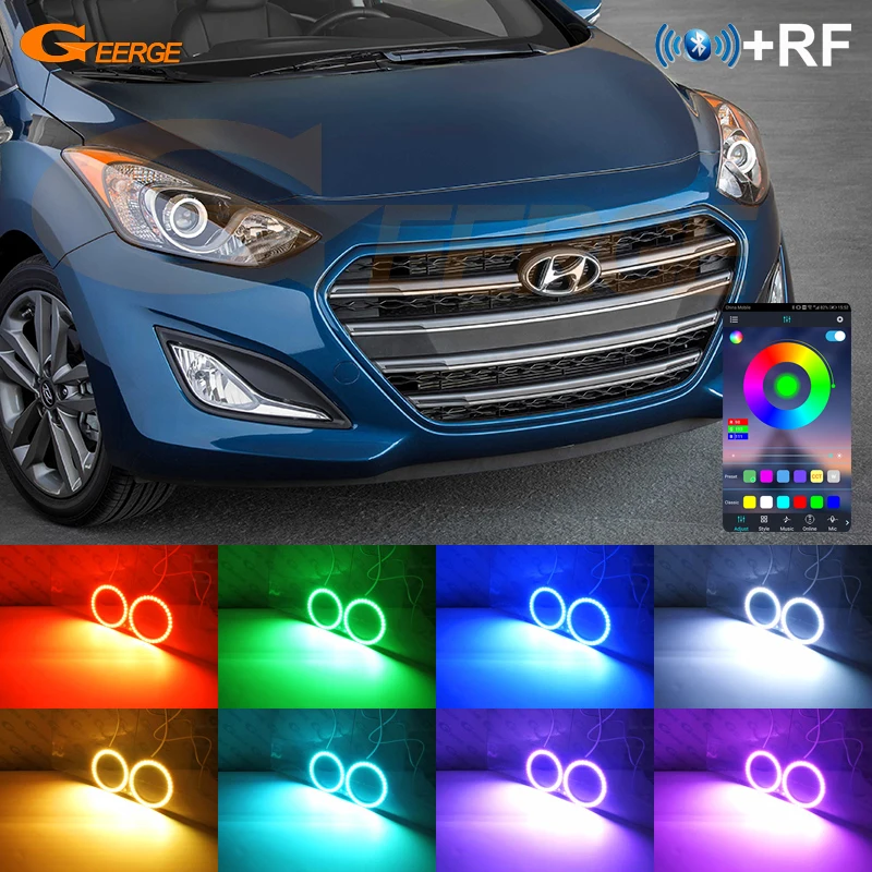 

For Hyundai Elantra MD UD I35 Avante 2011 - 2015 2016 Bluetooth APP Multi-Color Ultra Bright RGB LED Angel Eyes Kit Halo Rings