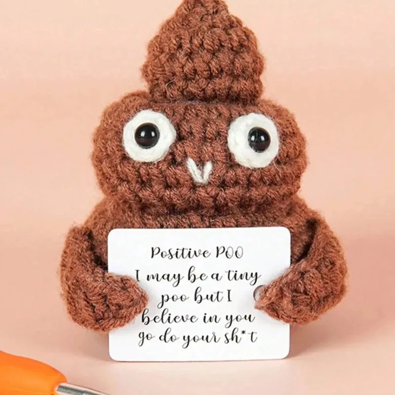 Mini Handmade Plush Wool Doll – Cute Funny Poop‑Hug Pocket Toy for Desktop Decoration, Birthday & Holiday Gift, 1PC