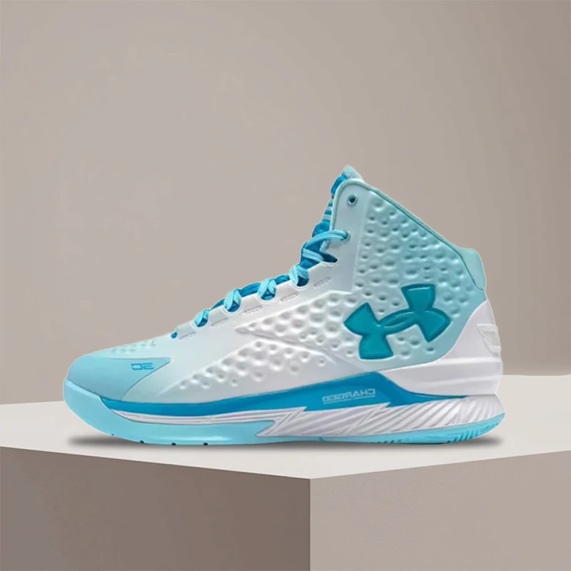 Under Armour Curry 1 Men's Charming Blue High-Top Basketball Shoes – Snug-Fitting Comfort with Stylish Design 3024397-400