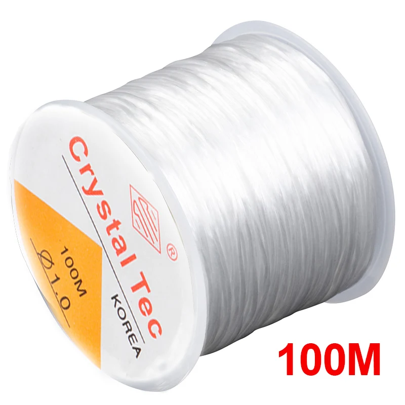 White 100m Resin Crystal Stretch Thread High Glossy Resilience Viscosity Low Stretch ThreadBeading threadThickness 0.5-1mm