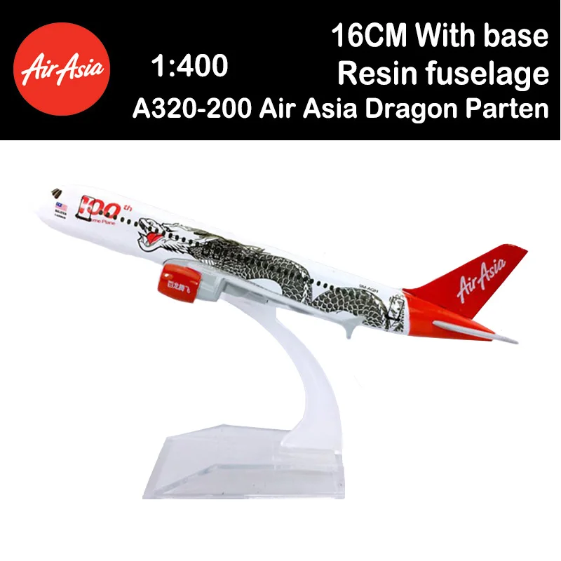 

16CM 1:400 A320-200 Model Air Asia Airline Dragon Parten with Base Alloy Aircraft Plane Airliner Display Adult Toys Gifts