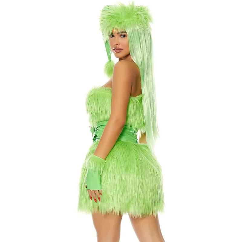 NEW Halloween Green Haired Thief Monster Costume Christmas Party Adult Costume Cosplay Funny Hairy Horror Monster Costume