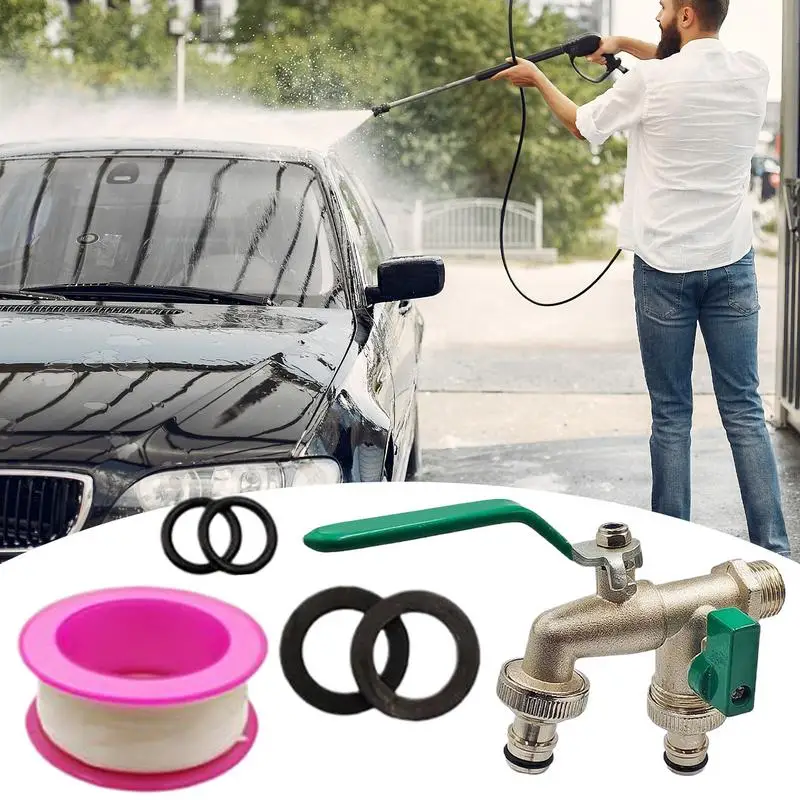 One To Two Out Double Nipple Faucet Water Connection Adapter Valve Switches Faucet 1/2