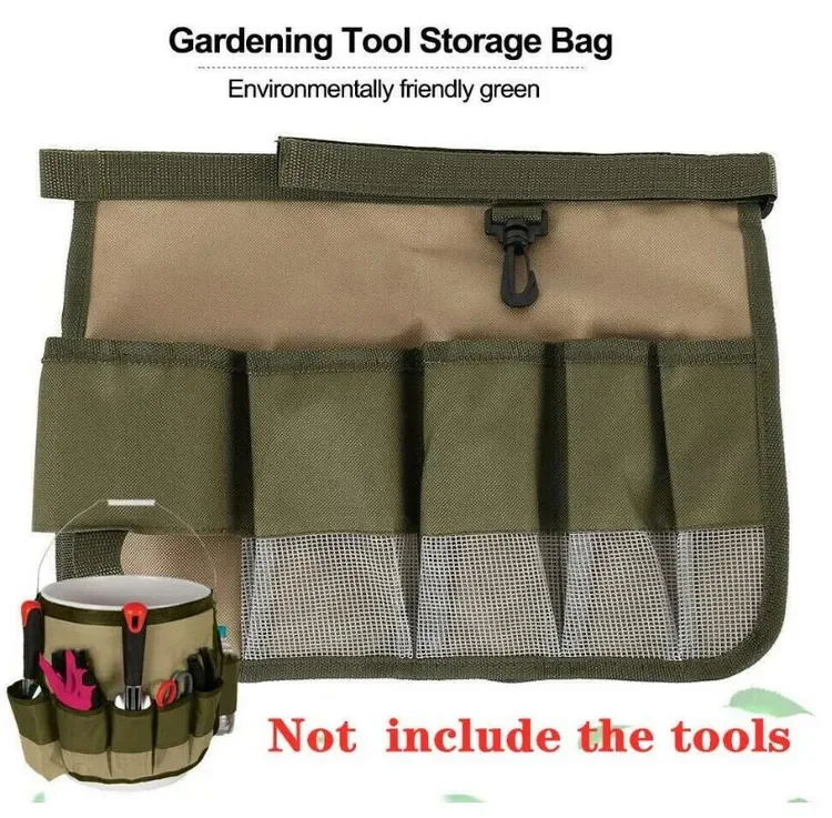 1pc Storage Bag Belt Garden Tools Bucket Multipurpose Fabric Garden Foldable Hardware Tool Organizer Storage Bag with Pockets