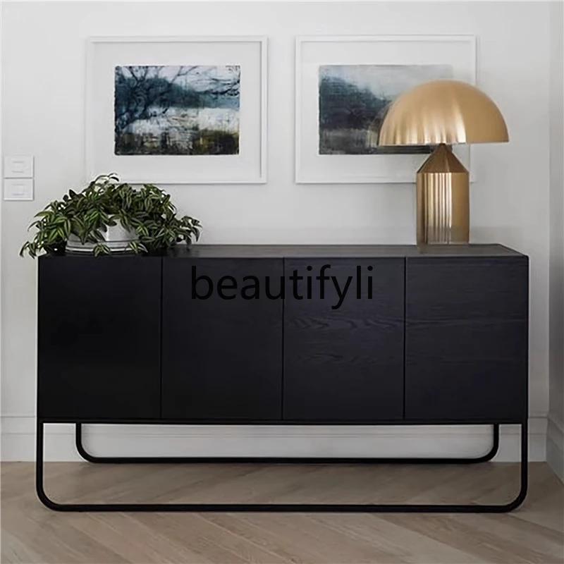 

Light luxury home entrance cabinet Modern guest foyer partition decorative cabinet Simple solid wood storage shoe cabinet