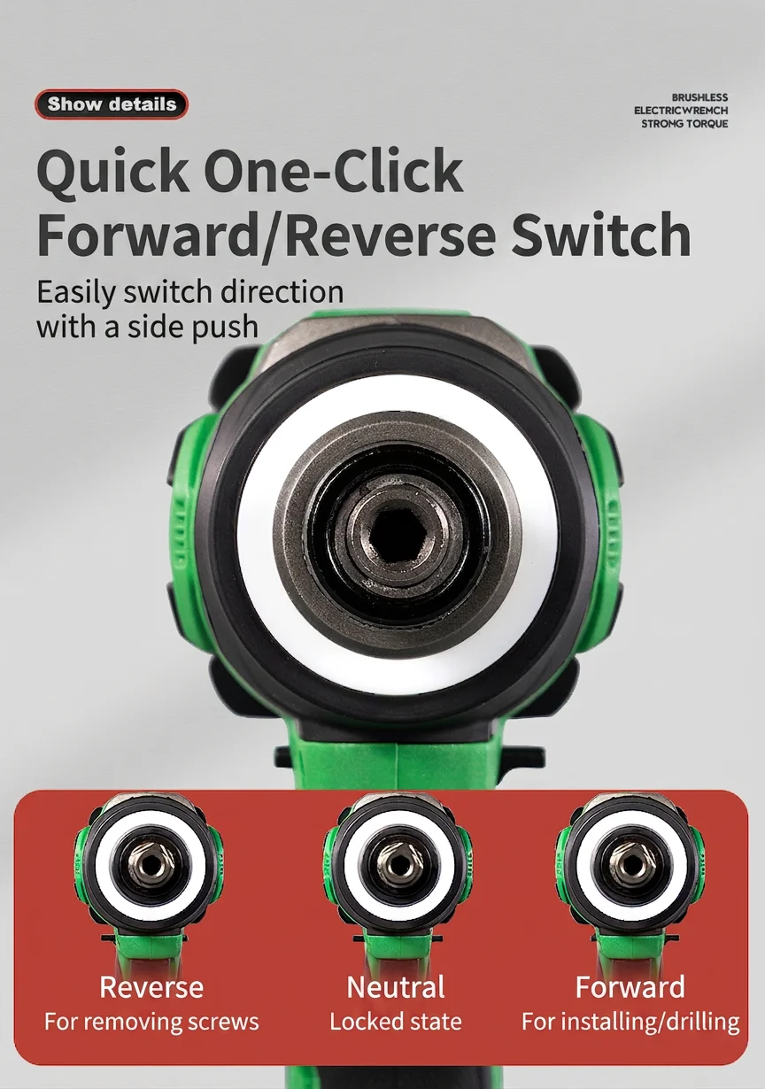 RUIBA RB-SD2108 Lithium-Ion Brushless Impact Driver Electric Wrench Power Tools