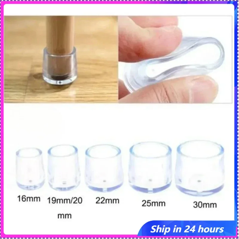 

20Pcs 16/19mm Chair Leg Caps Rubber Feet Protector Pads Non-slip Transparent Table Covers Furniture Leveling Feet Decor