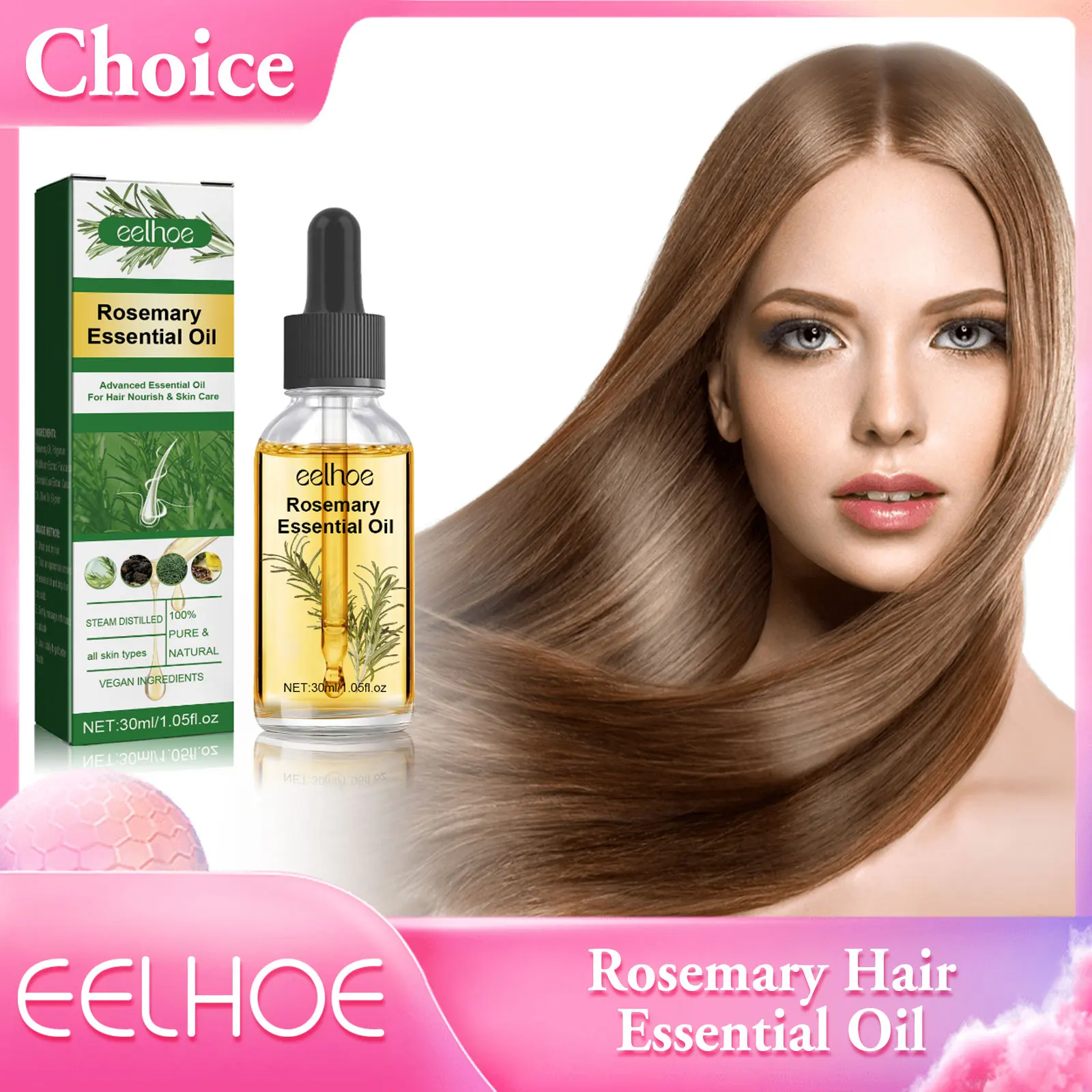 EELHOE Rosemary Hair Growth Essential Oil Anti Hair Loss Damaged Dry Treatment Split Ends Repair Scalps Nourishing Smoothing Oil