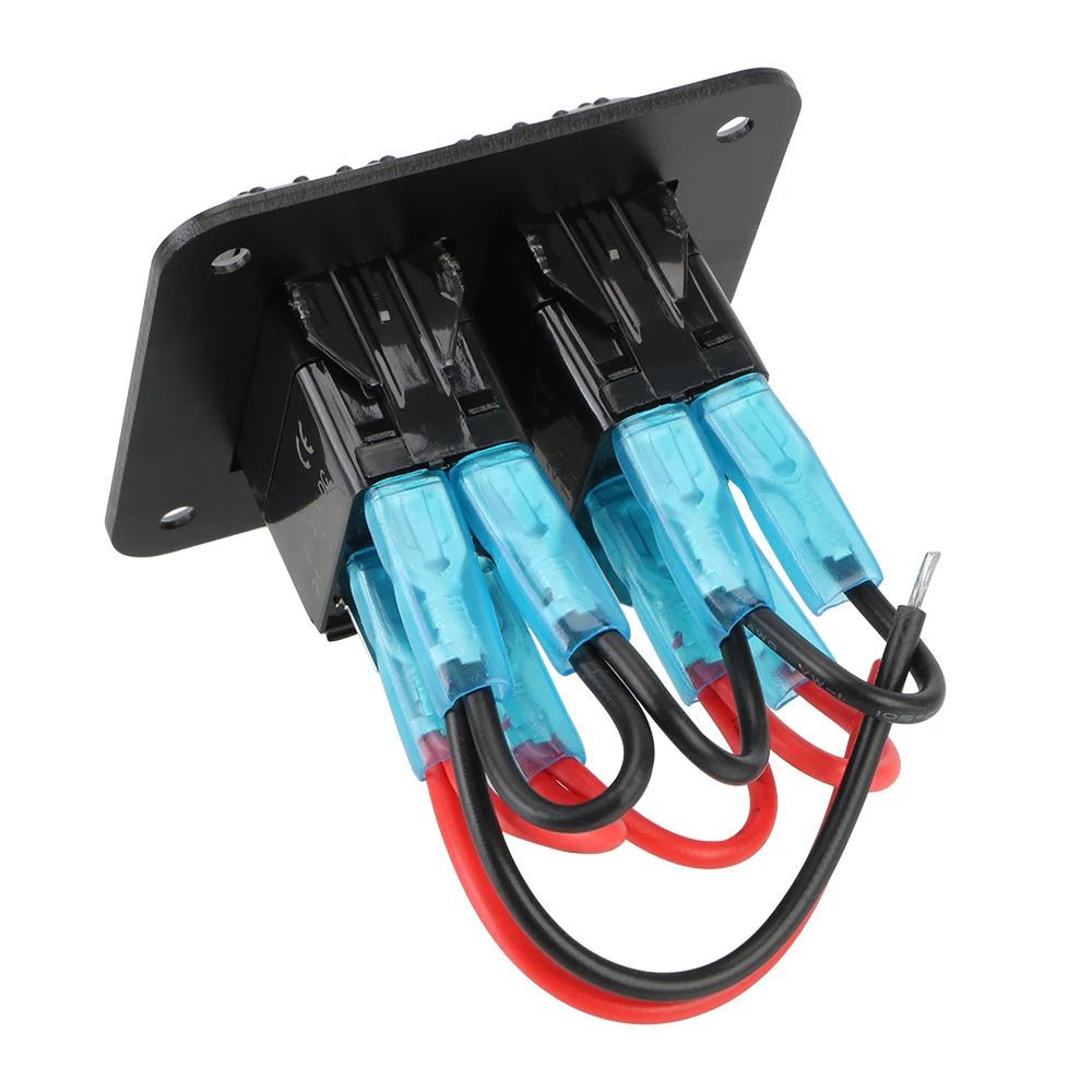 For Car RV Travel Trailer Marine Camper Caravans LED Waterproof Switch Panel 2 Gang Rocker Switch Panel 12-24V Circuit Breaker